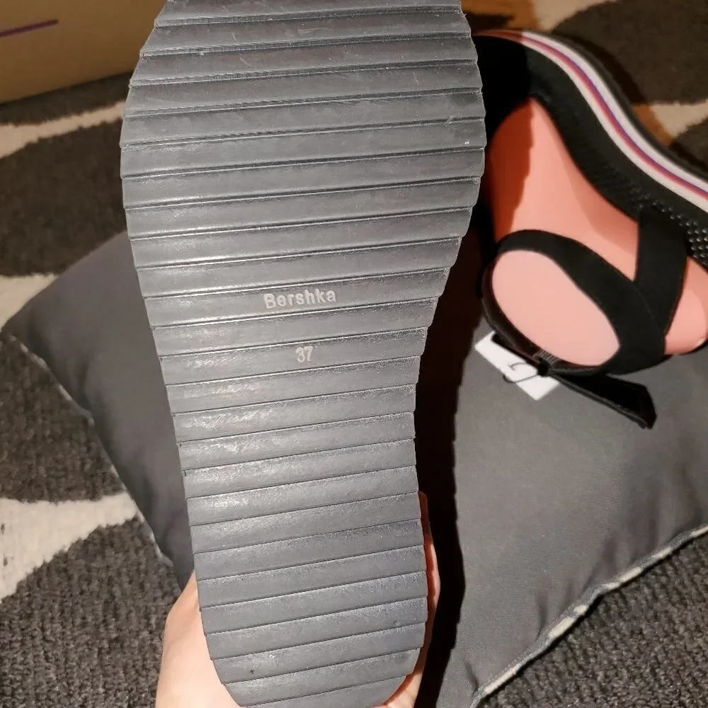 Bershka Black Sporty Platform Sandals